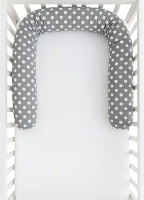 Image de Tour de lit pour enfant Minky avec coussin rouleau 200 cm - pois gris