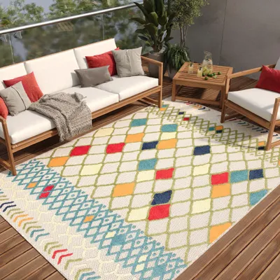 Produktbild von Tapiso Teppich PATIO Outdoor – Balkon und Terrassen Teppich, wetterfest & pflegeleicht 80 x 150 cm