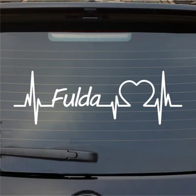 Produktbild von Heckscheibenaufkleber Fulda Herzschlag Puls Fluss Wasser Liebe 55x17 cm Weiss Matt Auto Aufkleber Sticker