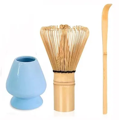 Produktbild von Famanu Matcha Set - 3 Teile - Bamboe Schneebesen - Keramischer Halter