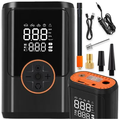 Produktbild von Akku Luftkompressor 150 PSI, Elektrische Luftpumpe 3600 mAh, Reifenpumpe für Auto, Fahrrad und Motorrad mit LED