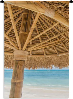 Produktbild von MuchoWow® Wandteppich Wandbehang Sonnenschirm - Strand - Meer - Tropisch 90x135 cm Tapisserie Dekoration Wandtuch - Baumwolle - Wandskulptur