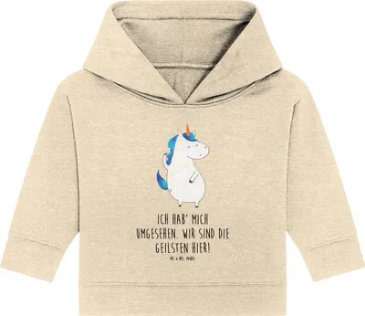 Produktbild von Mr. & Mrs. Panda Organic Baby Hoodie Einhorn Mann 12. - 18. Monat - Natural Raw - Geschenk, Beste, Cool, Kapuzenshirt, Kapuzensweatshirt, Unicorn, Freundin, Familie