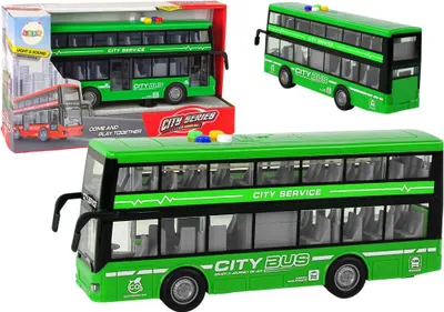 Produktbild von Autobus Piętrowy Na Baterie Światła Dźwięki Napęd Frykcyjny Zielony 1:16