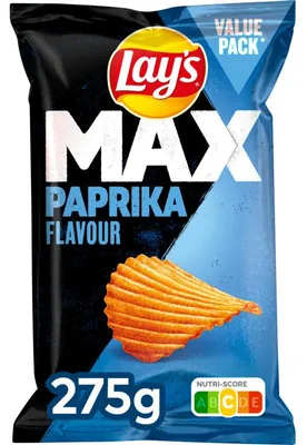 Produktbild von Lay's Max Superchips Paprika, 275 g – Knusprige Kartoffelchips mit Paprika-Geschmack