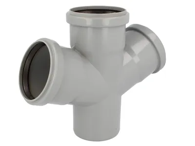 Produktbild von HT Doppelabzweig Ø 110/50/50 x 67°, mit 3-fach Steckmuffe, PP-grau