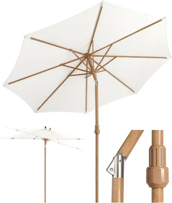 Imagen del producto de Sombrilla de 300 cm para balcón, con mástil de 48 mm, 8 varillas, de madera, plegable
