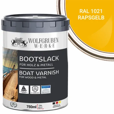 Produktbild von Bootslack Parkettlack Schiffslack Holzlack Seidenglänzend für Holz Boot Schiff W400 Rapsgelb - 750ml