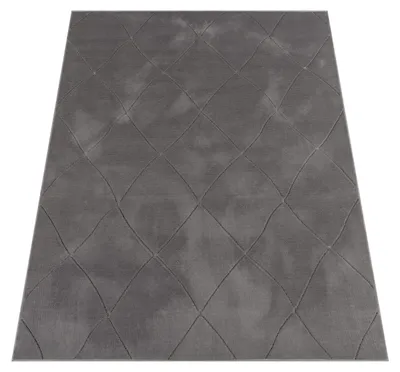 Produktbild von Paco Home Teppich Wohnzimmer Schlafzimmer Kurzflor Skandi Rautenmuster Einfarbig 3D Soft 80x150 cm