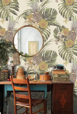 Produktbild von Coloray Fototapete 290x290 cm An Einer Wand Latex Latextapete - Ananasfrucht saftige Pflanze Flora-Dschungel frisch