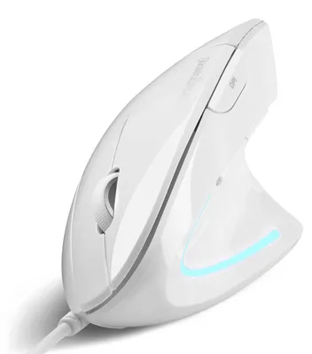 Obrázok produktu pre PERIMICE-513W Vertikálna USB myš s káblom, 6 tlačidiel, rozlíšenie 1000/1600 DPI, dizajn pre pravákov, biela, káblová