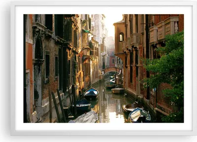 Produktbild von Gerahmtes Poster - Weißer Rahmen - Venedig Brücke Wasser Haus - 70x50 cm - Wand Bild - Wanddeko - Wandbilder - Wandposter - Bilderrahmen - Bilder - Kunstdruck - Wandbild - P2WAA70x50-2532