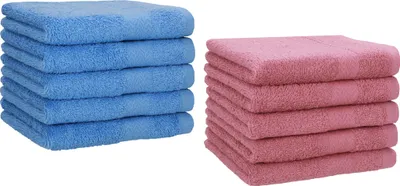 Produktbild von Betz 10 Stück Gästetücher 30x50 cm PREMIUM 100% Baumwolle Set  Farbe: hellblau und altrosa