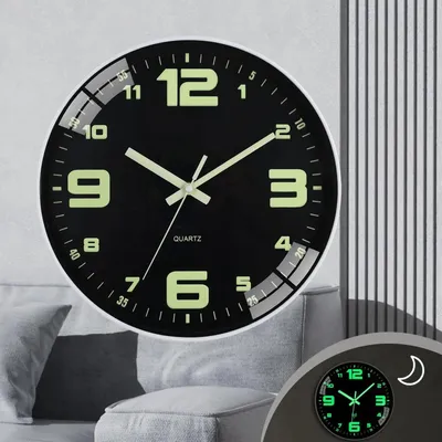 Produktbild von Wanduhr Leuchtend Ohne Tickgeräusche Batteriebetriebene Uhr Hängeuhr für Zimmer