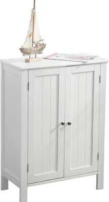 Freistehender Schrank 2-türig MDF 58x28x80 cm Weiß