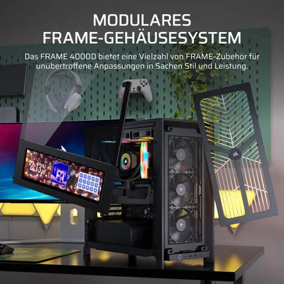 Immagine prodotto di Corsair Geh Midi FRAME 4000D RS Wood Mid-Tower, Black/Walnut