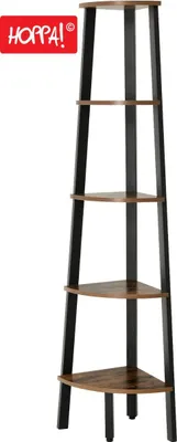 Produktbild von Hoppa! | Eckschrank | 5 Ebenen - Braun/Schwarz - Metall - 34 x 34 x 159 cm