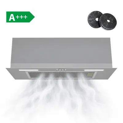 Productafbeelding van CIARRA Inbouw Afzuigkap 60 cm 650 m³/h, Onderbouw Afzuigkap met Koolstoffilter, Recirculatie en Luchtafvoer, 3 Standen, LED, RVS Zilver
