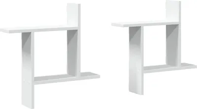 Obrázek produktu pro vidaXL Nástěnné police 2 ks. Bílé 50x12x50 cm Materiál na bázi dřeva
