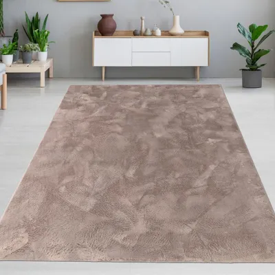 Produktbild von Teppich taupe Hasenfell-Optik elegant weich mit feinem Schimmer modern Größe - 140 x 200 cm