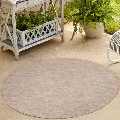 Immagine prodotto di Homebyhome Tappeto Interno Esterno Tessitura Piatta Look Sisal con Bordo Impermeabile per Cucina Terrazza Soggiorno, Dimensioni: 200 cm rotondo