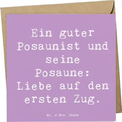 Produktbild von Mr. & Mrs. Panda Klappkarte Spruch Posaune Liebe - Lavendeltraum - Geschenk, Musikinstrument, Instrument, Orchester, Musiker, Lernen, anlasskarte, Grußkarte, faltkarte