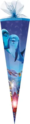 Produktbild von Nestler Schultüte Tüllv. 85 cm 6-eckig Delfinwelten