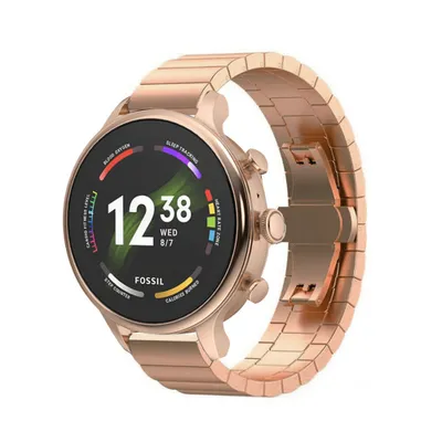 Produktbild von Strap-it Metallarmband - Kompatibel mit Fossil Gen 6Armband 42mm Fossil uhrenarmband Fossil ersatzarmband Edelstahl für Smartwatch 18mm Armband Rosa gold 18mm