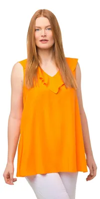 Produktbild von Ulla Popken Damen Blusentop Mit Volant Bluse, Kräftiges Orange, 42-44 EU