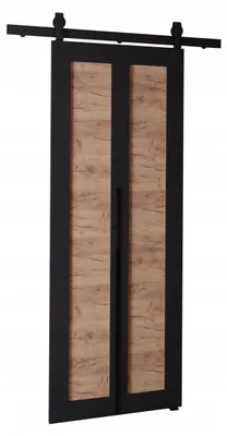 Produktbild von KierMoebel Schiebetür Komplettset QUDIO M1 Schwarz + Craft 66x205x3,2 cm Wohnzimmer Schiebetür