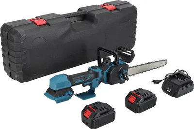 Obrázok produktu pre Teleskopická akumulátorová reťazová píla Drillpro 12", bezkartáčová, 200 W, rýchlosť reťaze 11 m/s, akumulátorová na rezanie a vyrezávanie, s 2 batériami