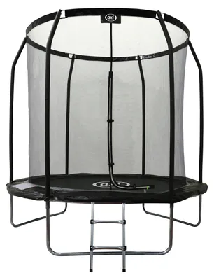 Immagine prodotto di AXI Houston Trampolino Rotondo, Rete Ø 244 cm, Nero | Trampolino Fuori Terra - 8 ft - per Bambini - con Bordo, Scala e Rete di Sicurezza | Per il