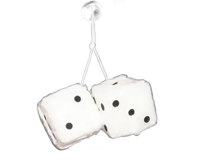 Produktbild von Deko WÜRFEL 8cm Plüschwürfel mit Saugnapf Autowürfel Retro Glückswürfel Hängewürfel für Autospiegel Fuzzy Auto Spiegel 35 (Weiss)