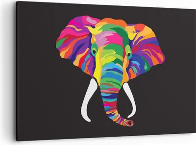 Produktbild von Bild auf Leinwand - Leinwandbild - Elefant spaß bunt tier - 100x70cm - Wand Bild - Wanddeko - Leinwanddruck - Bilder - Kunstdruck - Wanddekoration - Leinwand bilder - Wandkunst - AA100x70-2928