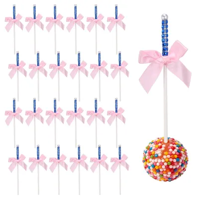 24 Strass-Taartstokjes, Lollypop Cake Toppicks, Blau