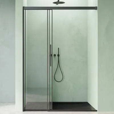 Produktbild von Mai & Mai Schiebetür dusche, Nischentür 3-teilig Duschtür 100x195cm Schwarz