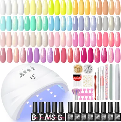 Produktbild von UV Nagellack Starterset 20 Farben Gellaken und 48W UV/LED Lampe Für Gelnägel Gel Nagellack Set mit Top Base Coat Nail Art Geschenke für Frauen