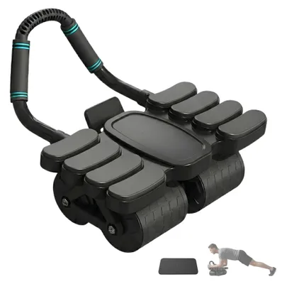 Immagine prodotto di Rullo per addominali con sistema di ritorno automatico, supporto per gomito, porta cellulare, fitness