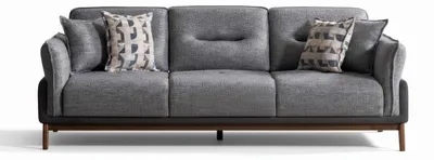 Immagine prodotto di Divano a 3 posti grigio scuro, stile moderno, struttura in legno, braccioli morbidi