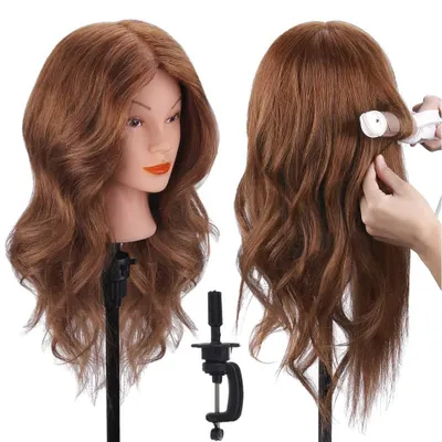 Productafbeelding van Haarstylist Oefenhoofd met Echt Haar, 46 cm