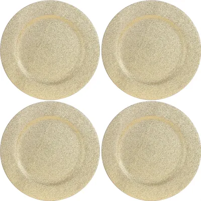 Produktbild von com-four® 4x Platzteller - glitzernd wiederverwendbare einfarbige Unterteller als Tischdekoration - monochrome Dekoteller für Hochzeit, Familienfeier oder Weihnachten - Ø 33 cm