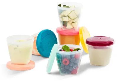 Zdjęcie produktu dla Zestaw 6 pojemników do przechowywania pokarmu dla niemowląt, pojemność 250 ml