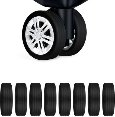 Produktbild von 8er Set Gepäck-Rollenschutz, Silikon-Radabdeckung Koffer-Rollen Rollenschutz, 5 cm - ROLLSI Schwarz