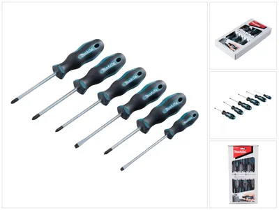 Image de Makita E-10528 Jeu de tournevis 6 pièces SL4 / SL5,5 / PH1 / PH2 / PZ1 / PZ2