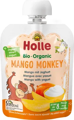 Produktbild von Holle Mango Monkey – Mango mit Joghurt 85g, 85 g, Mango, Joghurt, 2,1 g