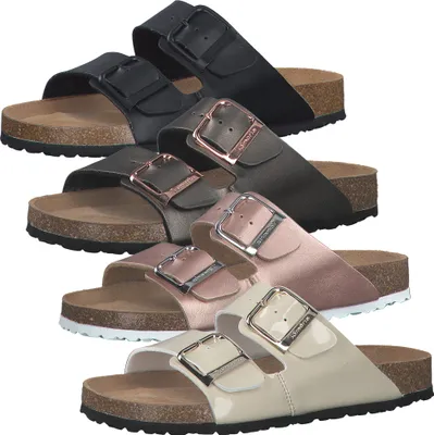 Produktbild von Tamaris Damen Pantolette zwei Schnallen Kork Fußbett Metallic Finish 1-27503-20, Größe:39 EU, Farbe:Rosa