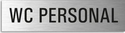 Produktbild von Türschild WC Personal Hinweisschild Textschild Aluminium Edelstahloptik 160x40 mm selbstklebend