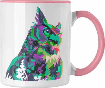 Produktbild von Trendation - Eulen Tasse Geschenk Polyhon Eulen-Fans Liebhaber (Rosa)