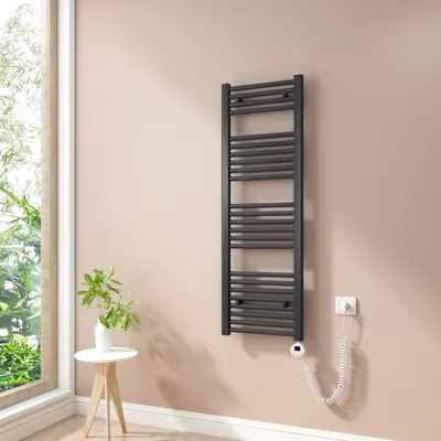 Image de Heilmetz Radiateur électrique Salle de bain Radiateur sèche-serviettes 120x40 cm Anthracite avec thermoplongeur Chauffe-serviettes Sans thermoplongeur