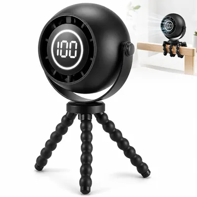 Produktbild von Leiser Akku Ventilator 36dB mit Clip & flexiblen Armen, 5 Stufen USB Kinderwagen Ventilator mit LED Licht, ideal für Baby & Outdoor